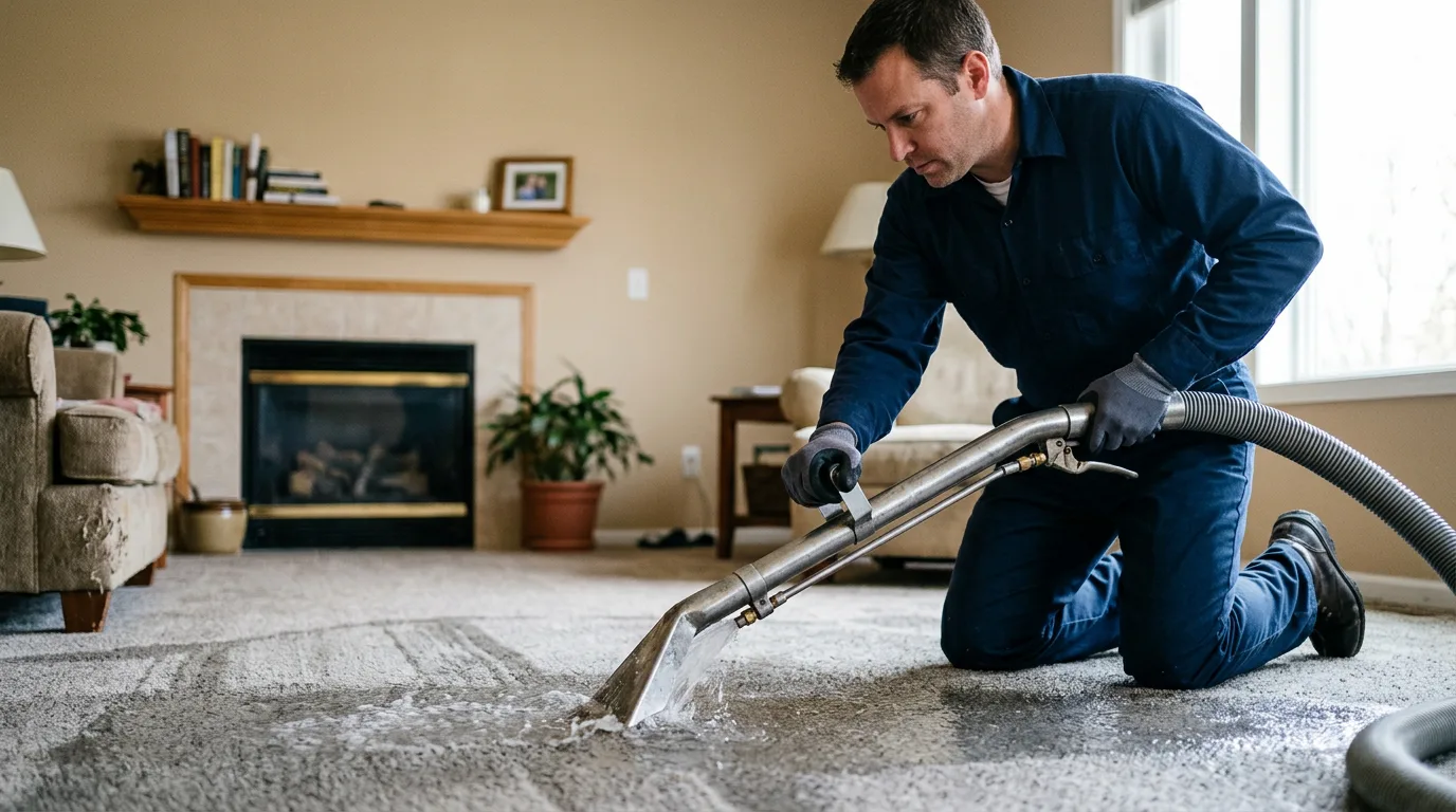 Water damage restoration technician working near Saint Joe, IN